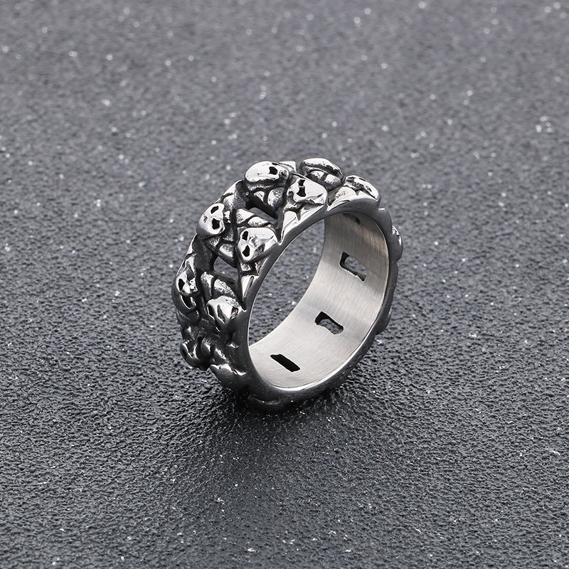 Planderful Skull Ring Men Edgy Stainless Steel Punk Style
