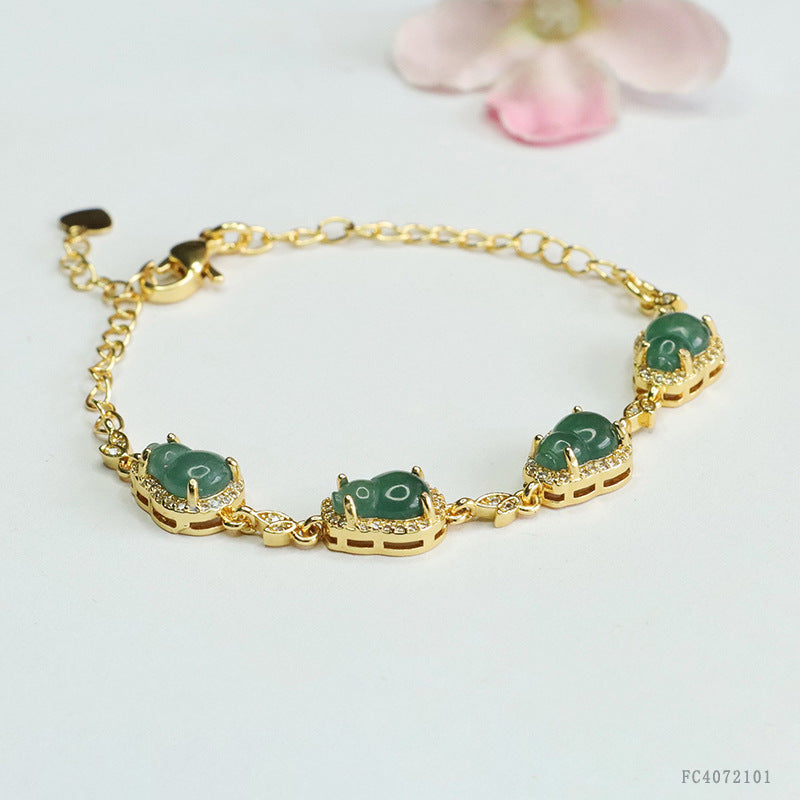 Blue Water Jadeite Gourd 9*6 mm Bracelet