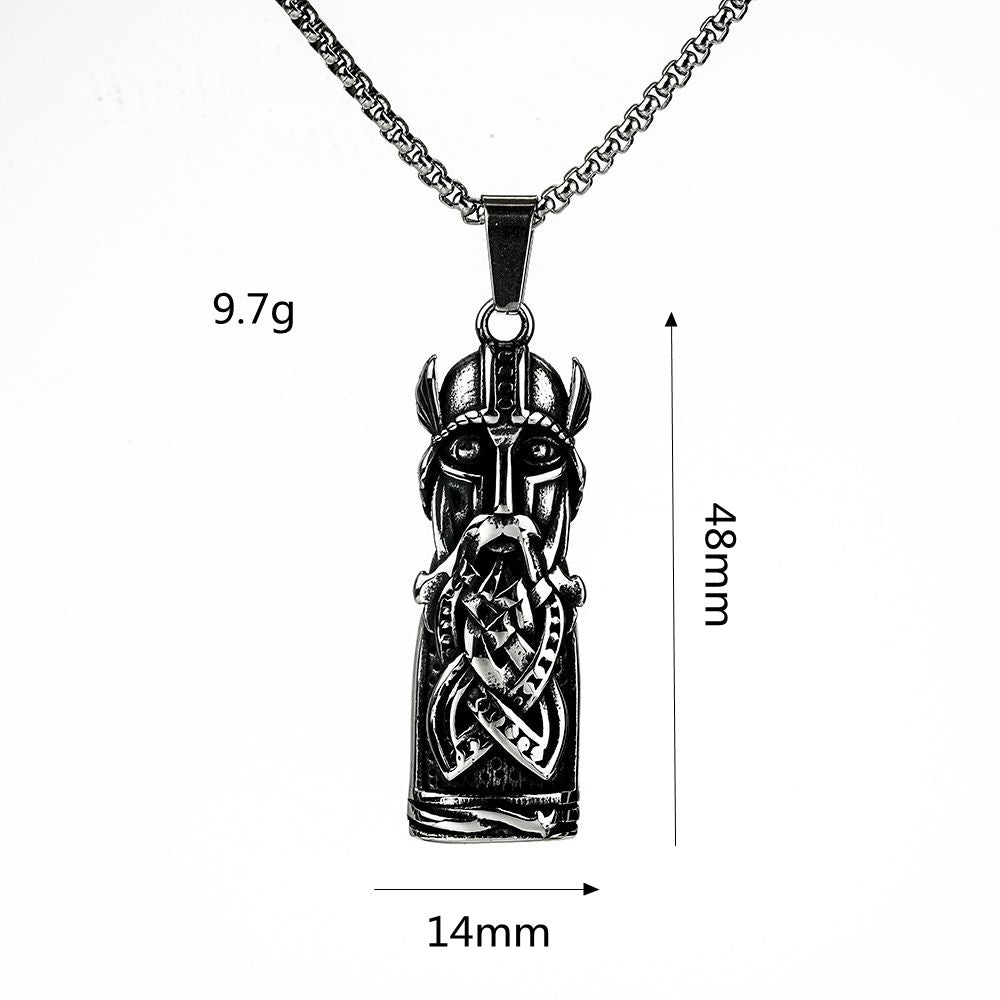 Planderful Titanium Steel Odin Pendant Necklace For Men Retro Viking Portrait Jewelry