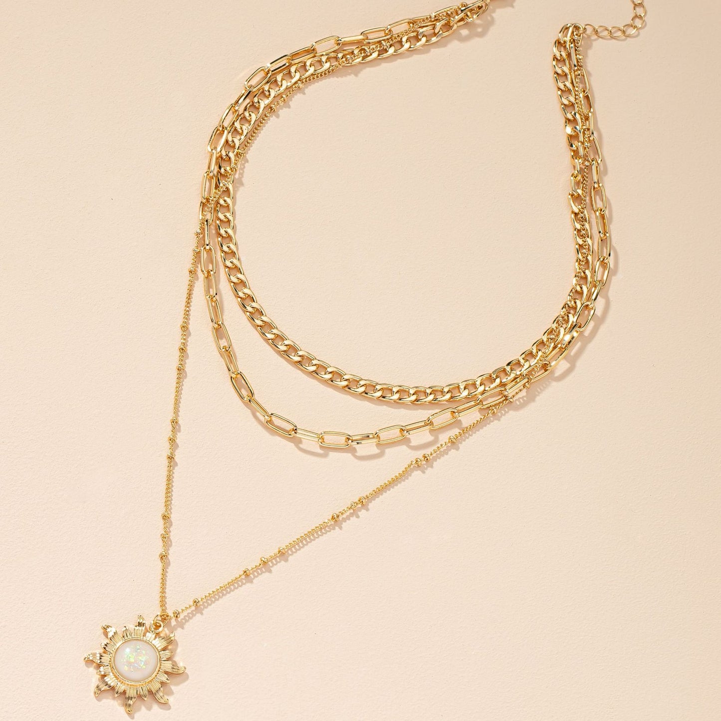 Sunflower Layered Necklace Set - European and American Style Wholesale Jewelry