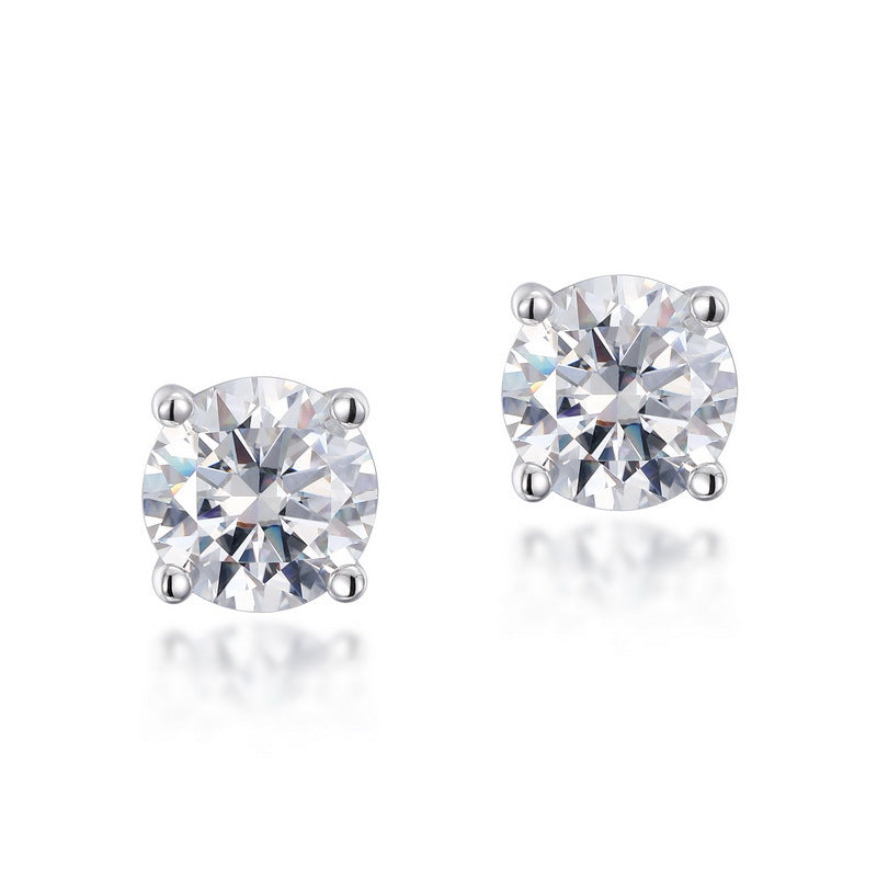 S925 Sterling Silver Moissanite Four-Prong 6.5 × 6.5 mm Stud Earrings
