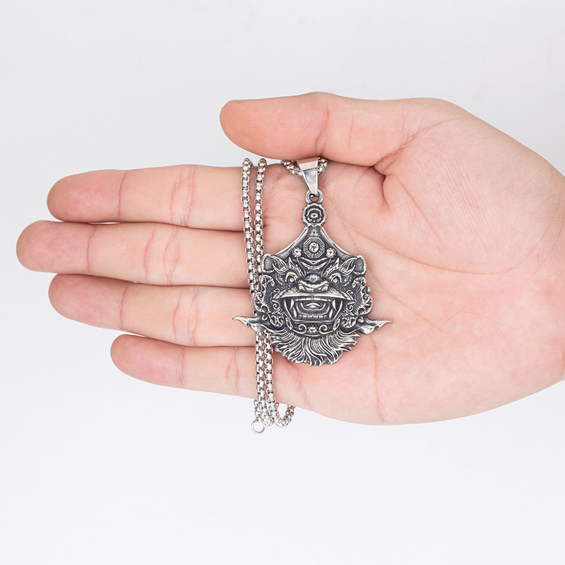 Steel Necklace - Elegant Lion Dance Style For Boys