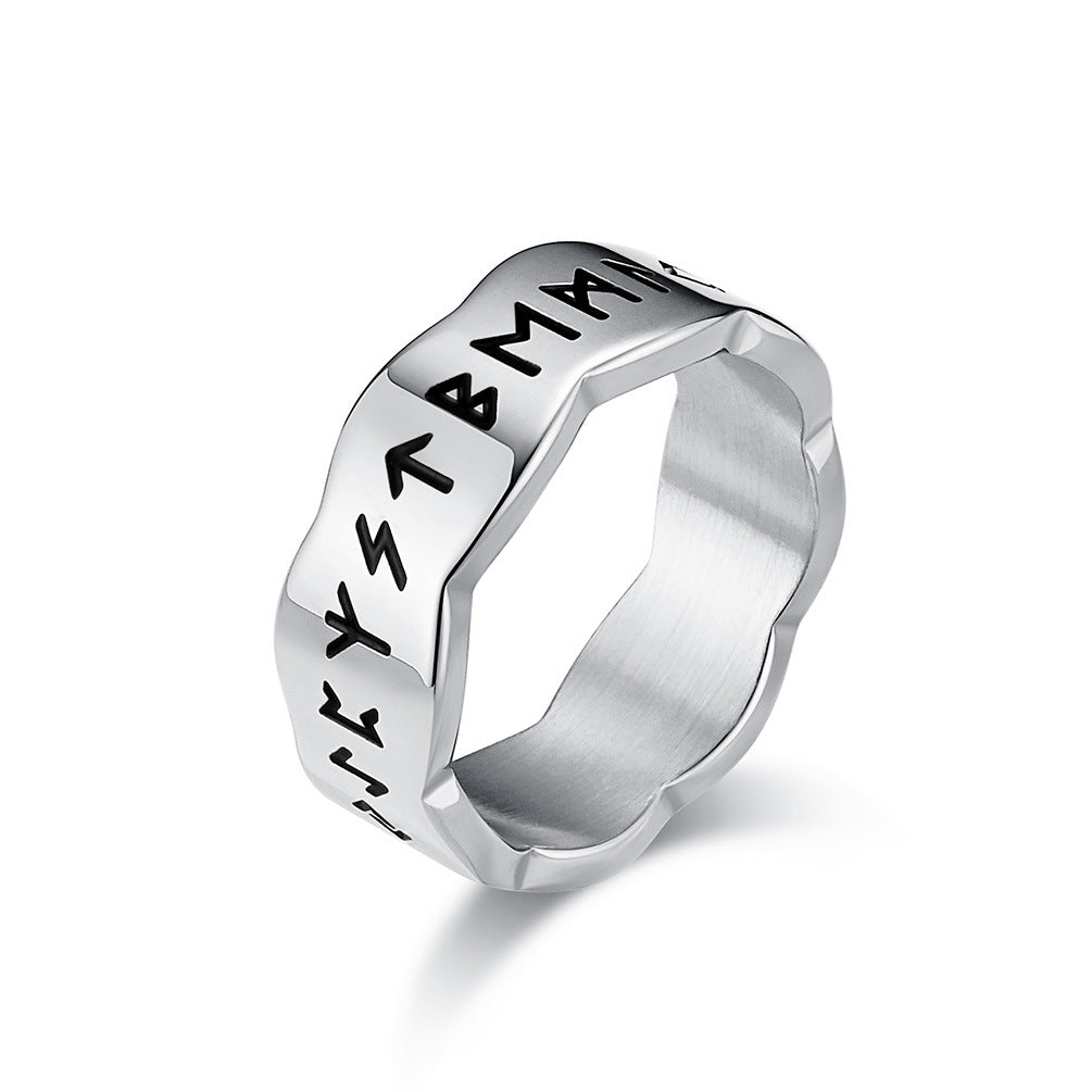 Planderful Viking Ring For Men Nordic Style Retro Titanium Steel Jewelry With Bold Cultural Appeal