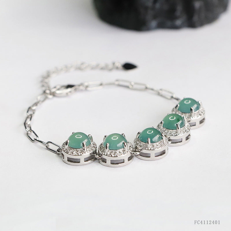 Blue Water Jadeite Five-Stone Bracelet