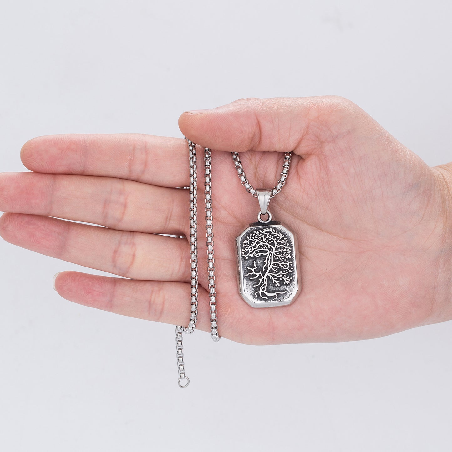 Steel Necklace - Minimalist Men's Tree of Life Pendant