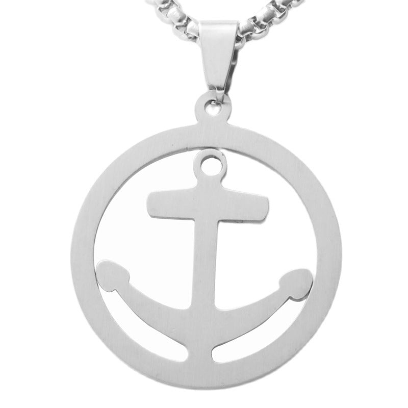 Personalized Retro Titanium Steel Boat Anchor Pendant Necklace for Men