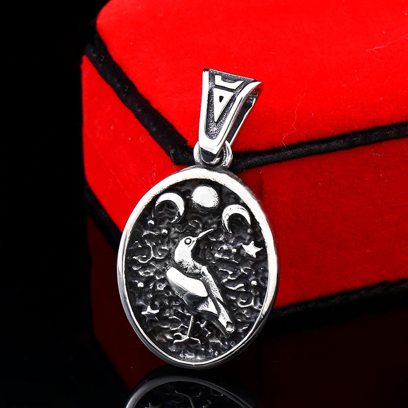 Titanium Steel Viking Moon Pendant for Men - Stylish European and American Fashion Jewelry
