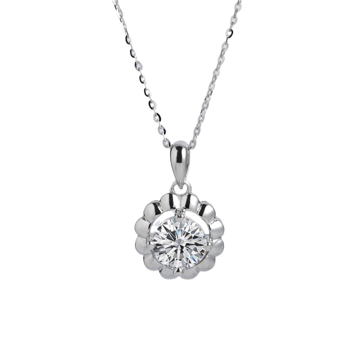 Sun Sunflower S925 Sterling Silver Women's Pendant Necklace