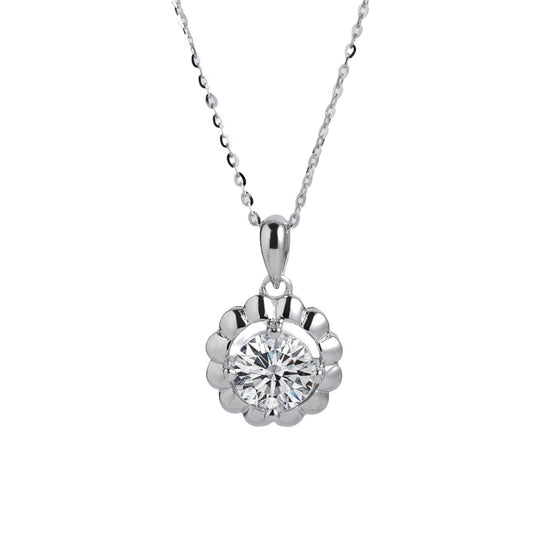Sun Sunflower S925 Sterling Silver Women's Pendant Necklace