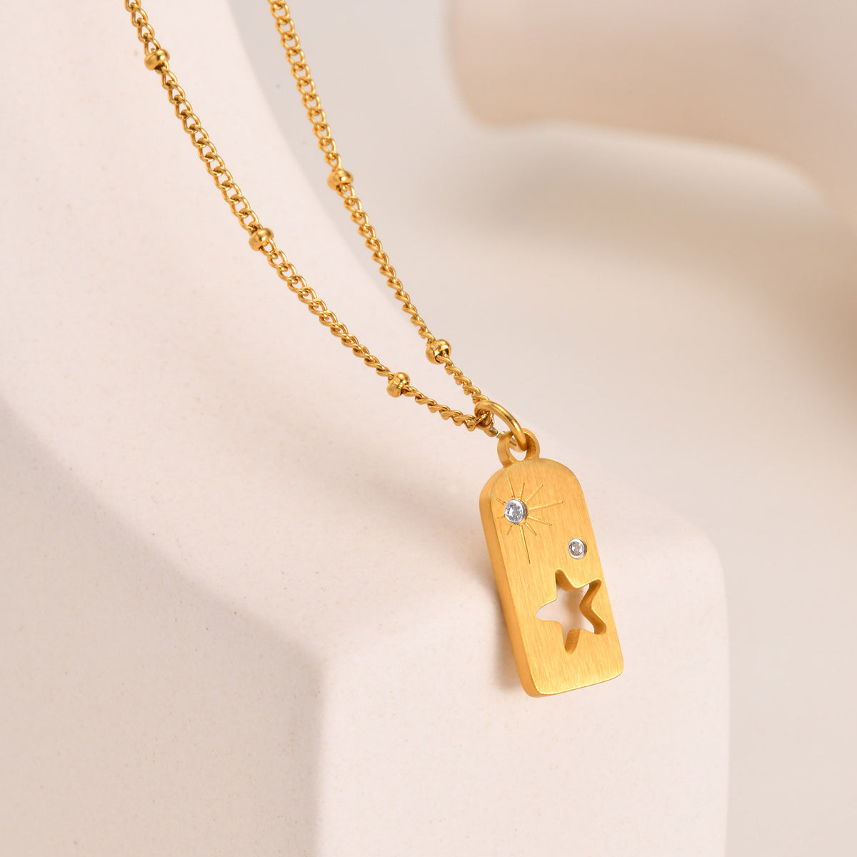 Zircon Geometric Stainless Steel Necklace