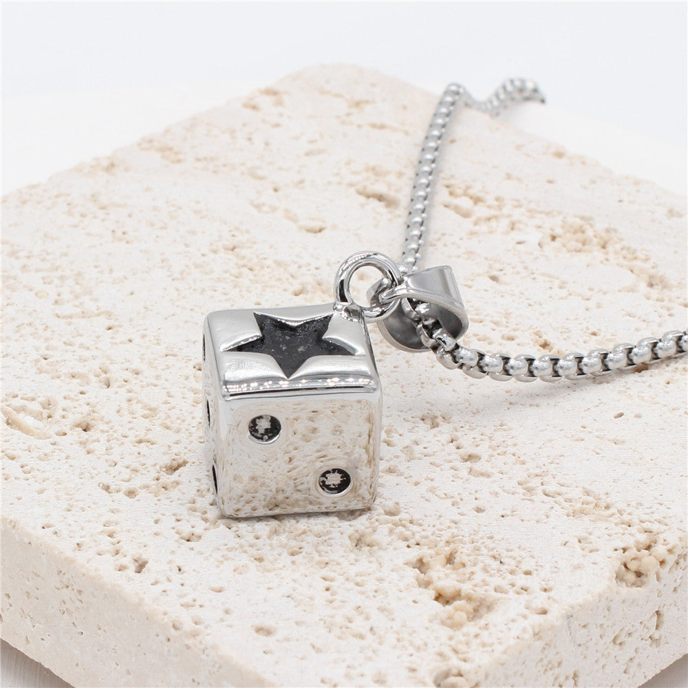 Mahjong Dice Pendant Necklace Titanium Steel Personalised Unisex Gift Planderful Premium Protection