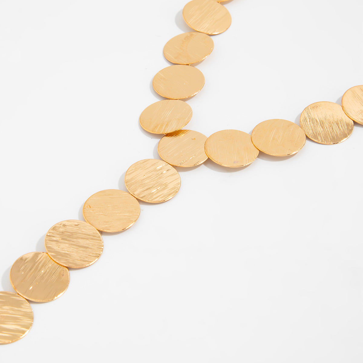 Textured Disc Y-Shaped Fringe Necklace