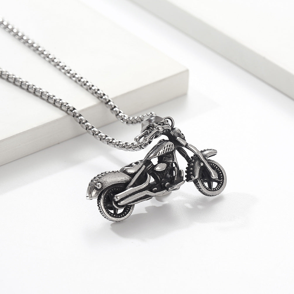 Planderful Skull Motorcycle Pendant Necklace For Men Durable Steel Hip Hop Style Now