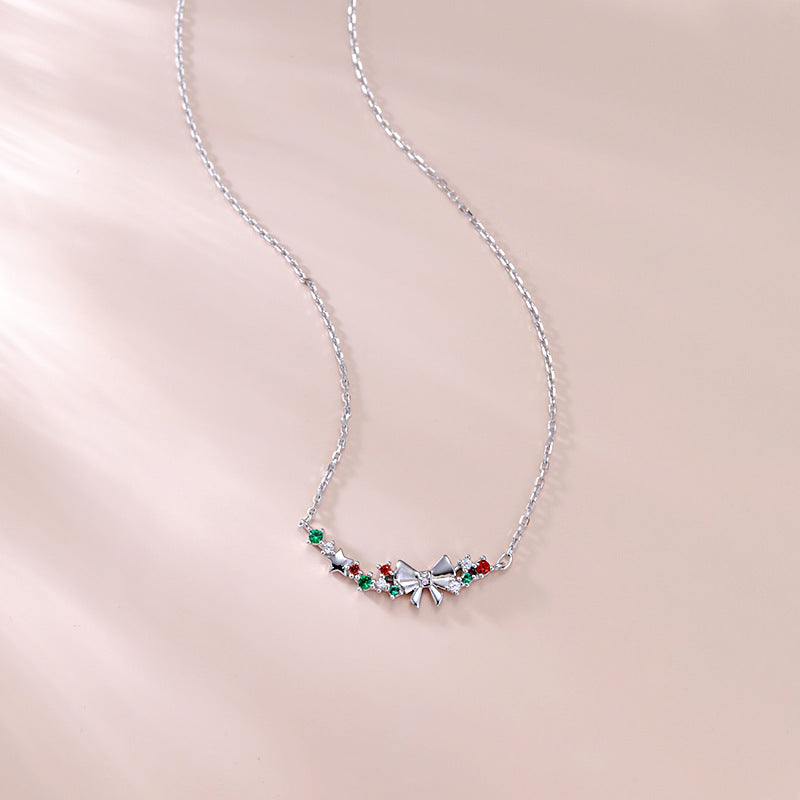 Autumn and Winter New S925 Sterling Silver Bow Necklace