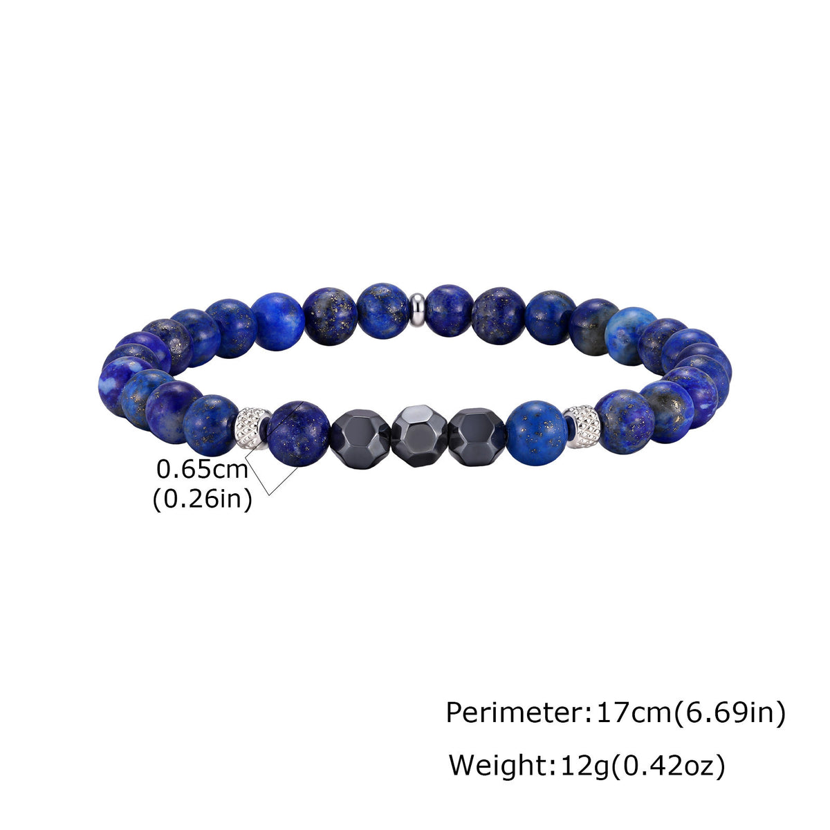 Flower Lapis Lazuli Vintage Black Stainless Steel Bracelet for Men