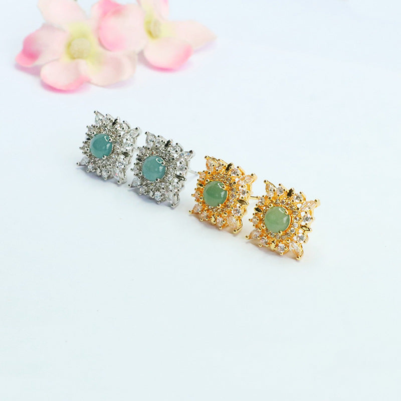 Blue-Water Jadeite Starfall Stud Earrings