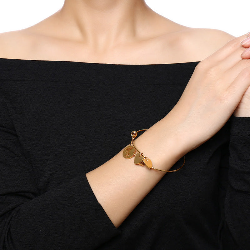 Titanium Steel Adjustable Bracelet Gold Hollow Pattern Jewelry