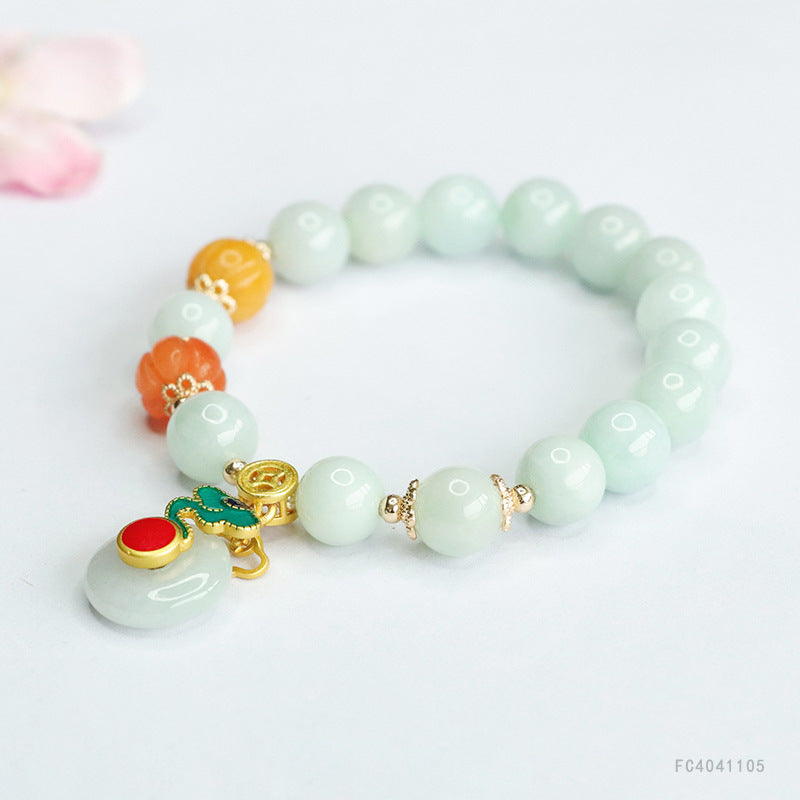 Jadeite Peace Buckle Beaded Bracelet
