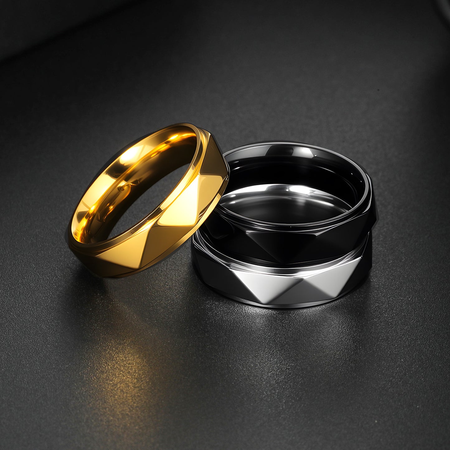 Planderful Everyday Genie Punk Ring 6mm Triangle Stainless Steel Unisex Jewelry For Men And Women