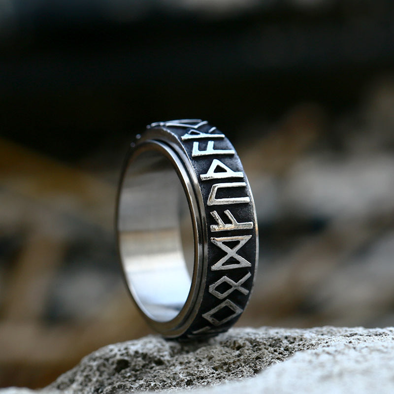 Titanium Steel Nordic Viking Rotating Ring for Men and Women - Simple and Stylish Jewelry from Japan and South Korea