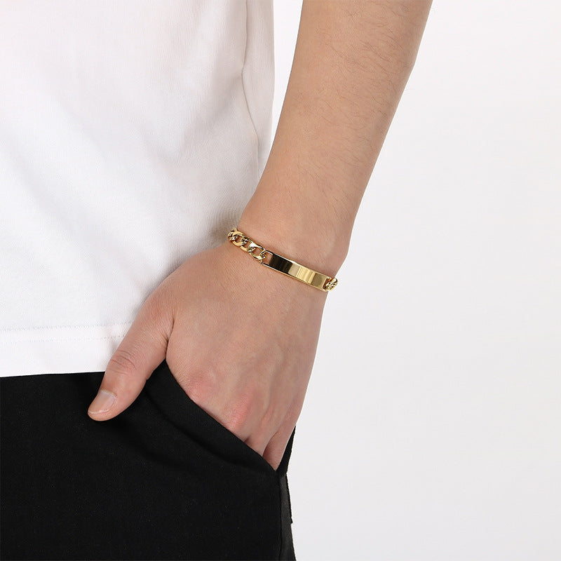 Minimalist Commuter Stainless Steel Cuban Chain Unisex Glossy Bracelet