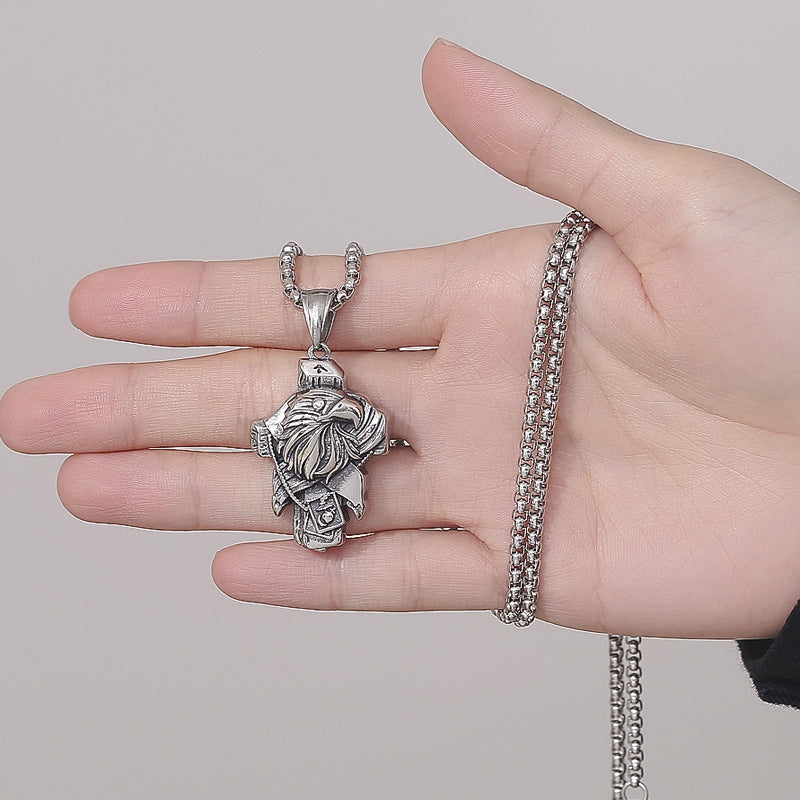 Steel Necklace - Statement Western Eagle Pendant