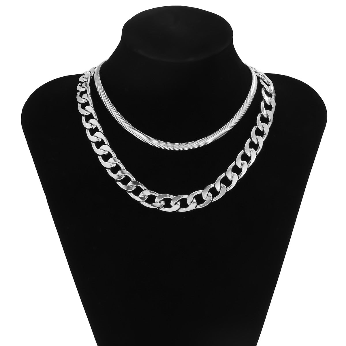 Planderful Vienna Verve Punk Metal Texture Snake Bone Chain Necklace For Women Statement