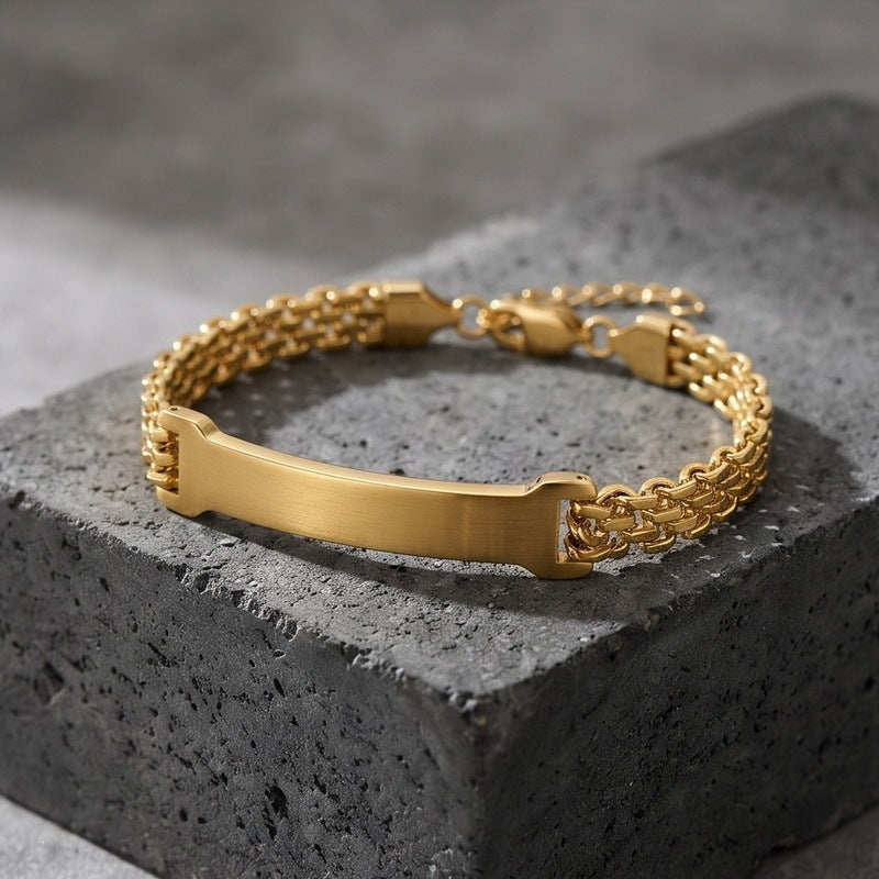 Smooth Curved Bar Mesh Chain Titanium Steel Bracelet Stainless Steel Extension Chain