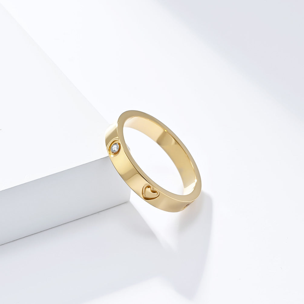 Planderful Zircon Inlaid Gold Plated Titanium Steel Ring For Women Light Luxury High End Jewelry