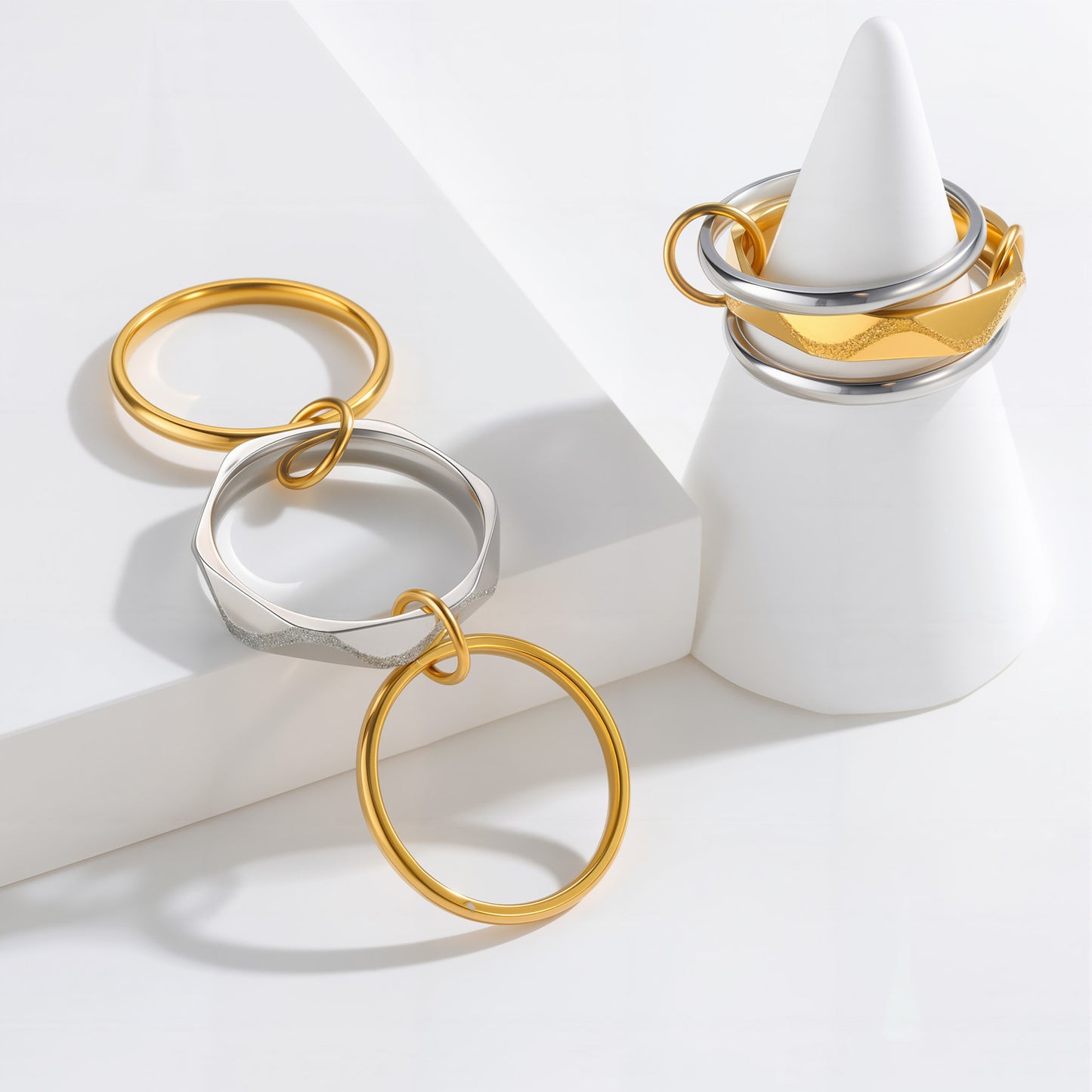 Planderful Three Layer Stacked Ring For Women Elegant Genie