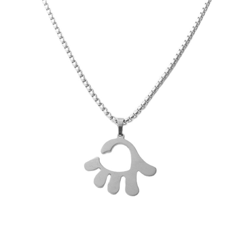 Stylish Titanium Steel Palm Pendant Necklace for Men - Personalized Retro Design for Couples