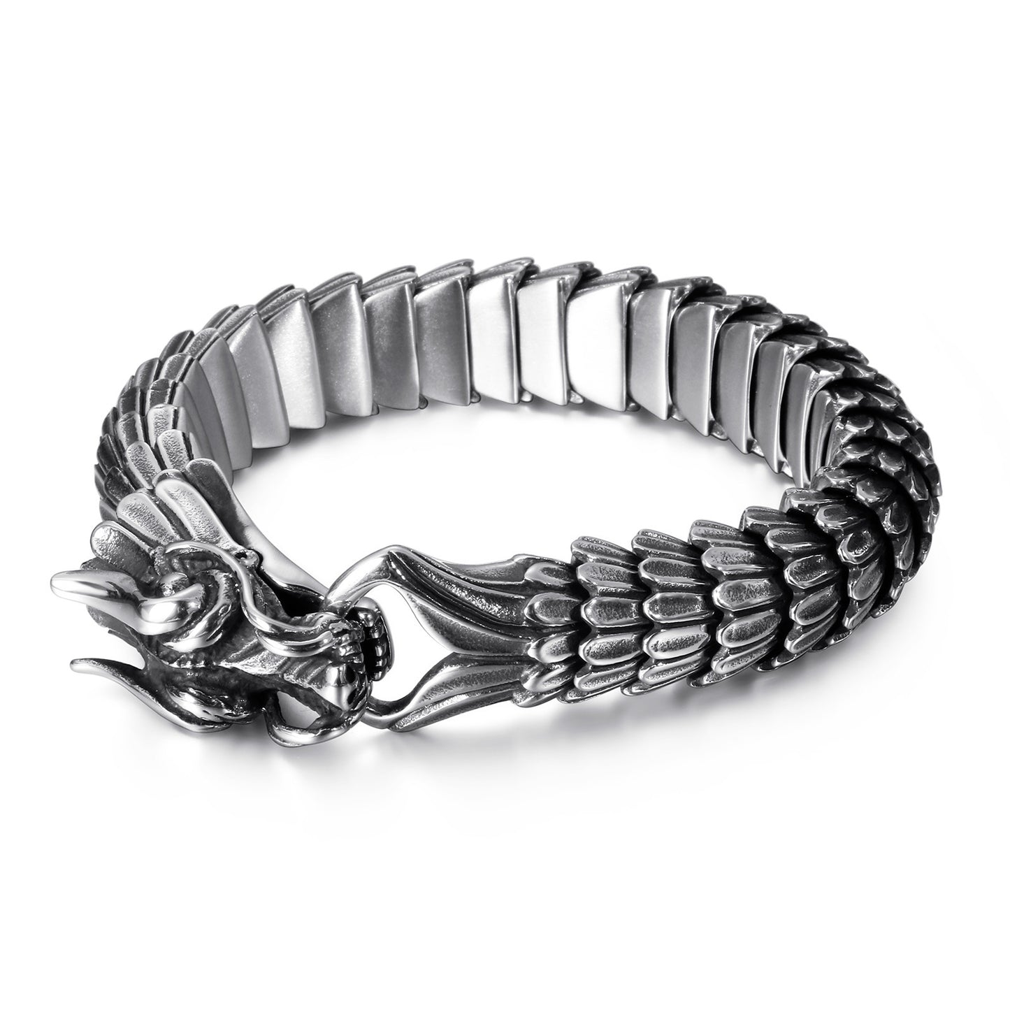 Zodiac Dragon Bracelet – Dragon Scale Pattern Men's Bracelet Stainless Steel Keel