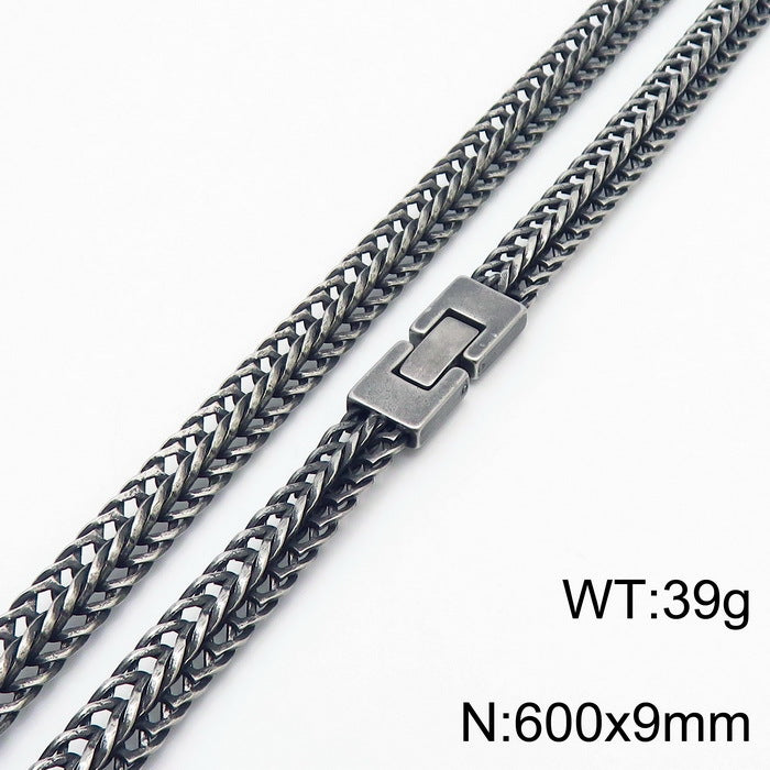 Tide Brand Keel Snake Bone Chain Hiphop Rock Cool 9mm Buckle Sweater Chain Necklace
