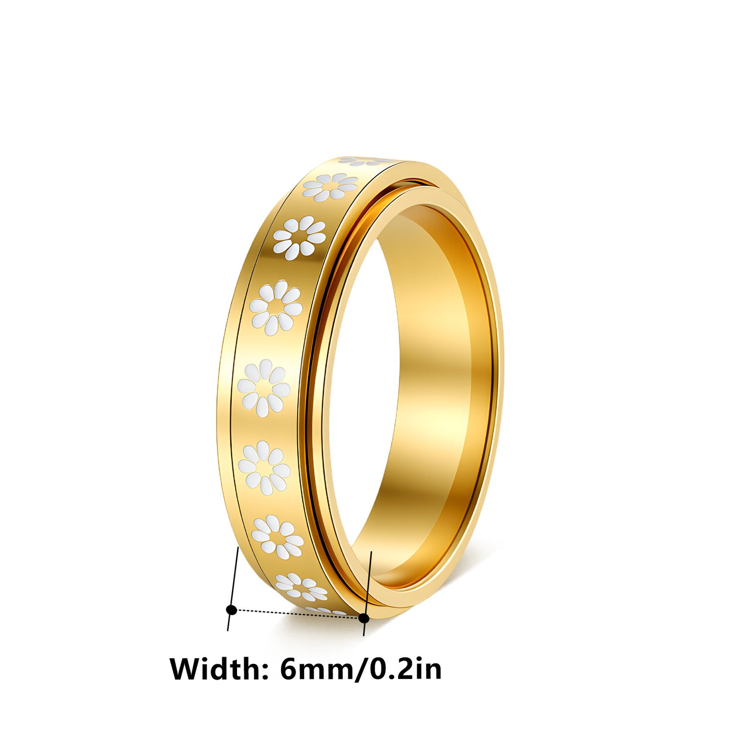 Planderful Elegant Rotatable Flower Titanium Steel Ring For Couples Unisex Marriage Proposal Jewelry