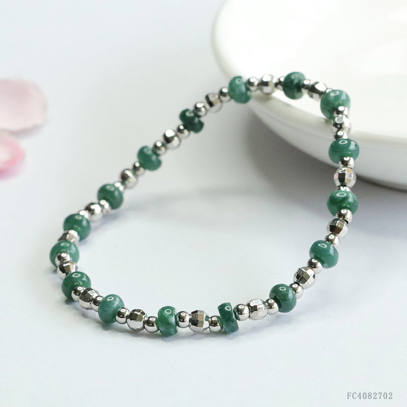 Blue Water Jadeite Abacus Bead 5 mm Bracelet