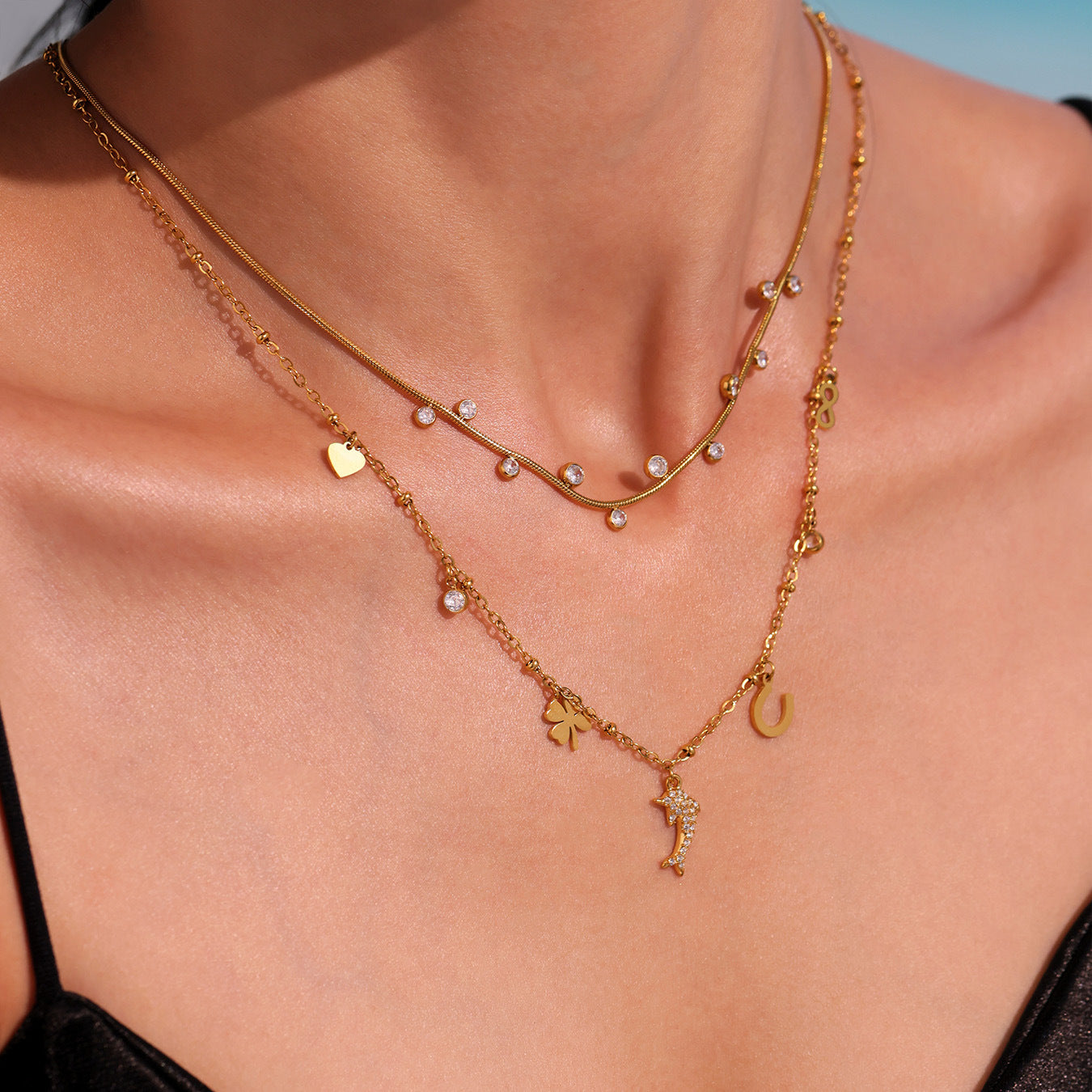 Stainless Zircon Collarbone Necklace For Girls Planderful