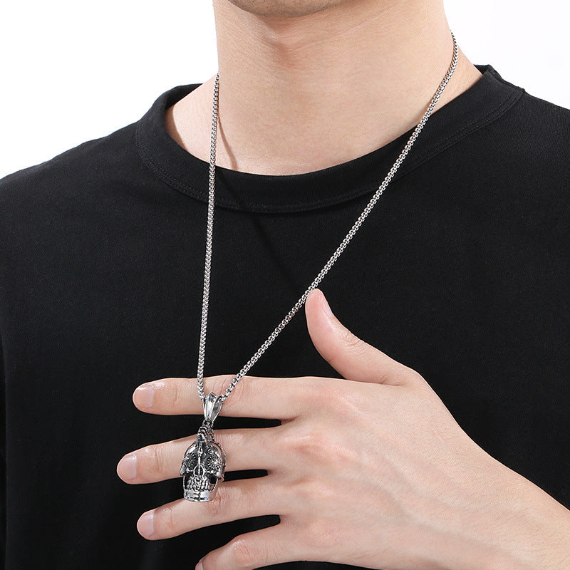 Pirates Of The Caribbean Film And Television, Punk Style Gothic Skull Titanium Steel Necklace