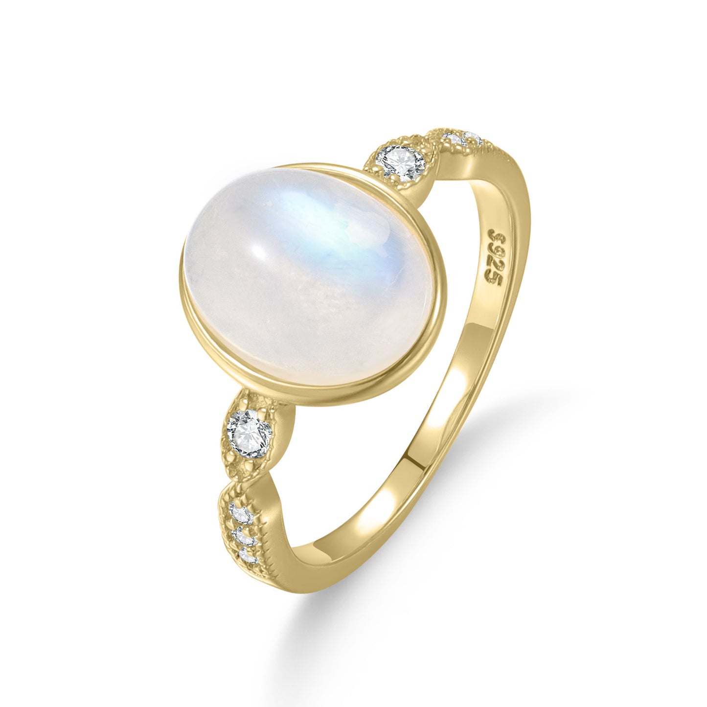 Korean Version 3.2 Carat Gemstone Ring with Moonstone Gold