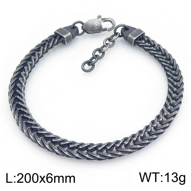 Encryption Keel Chain Adjustable Fox Tail Wheat Ear Woven Stainless Steel Unisex Bracelet
