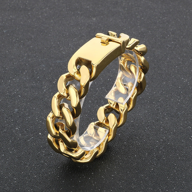 Planderful Punk Cuban Chain Bracelet Unisex Titanium Steel