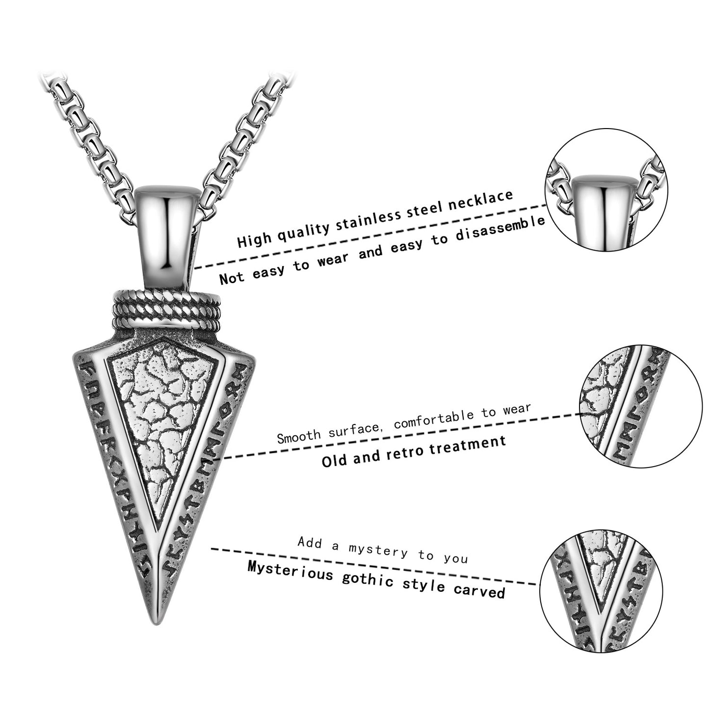 Steel Necklace – Vintage Viking Arrow Pendant