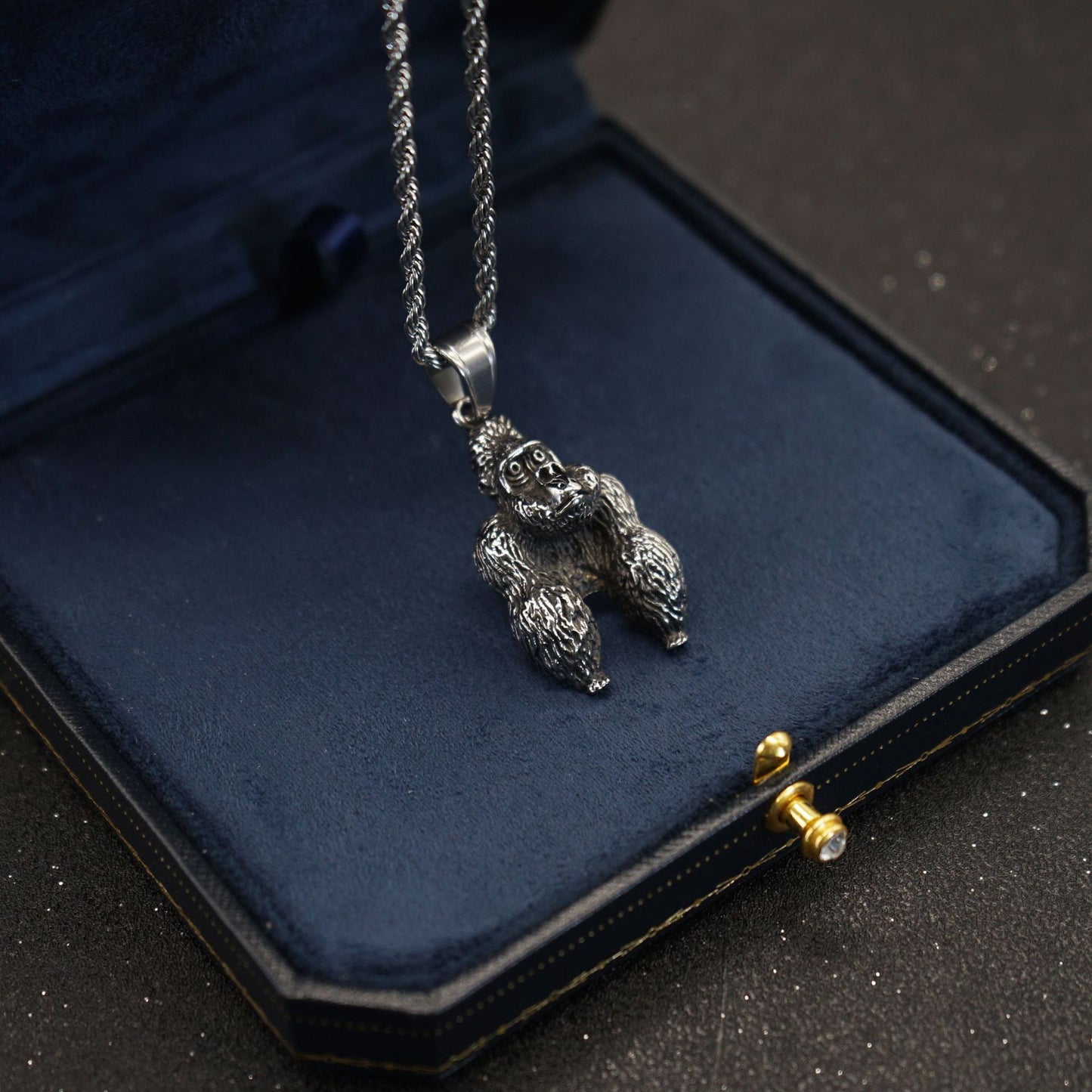 Steel Necklace – Vintage Gorilla Pendant