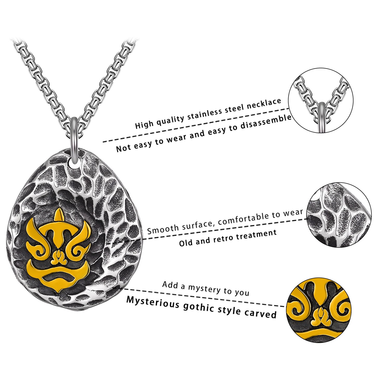 Titanium Steel Necklace – Elegant Mini Lion Dance Pendant for Men Planderful Everyday Guardian Jewelry