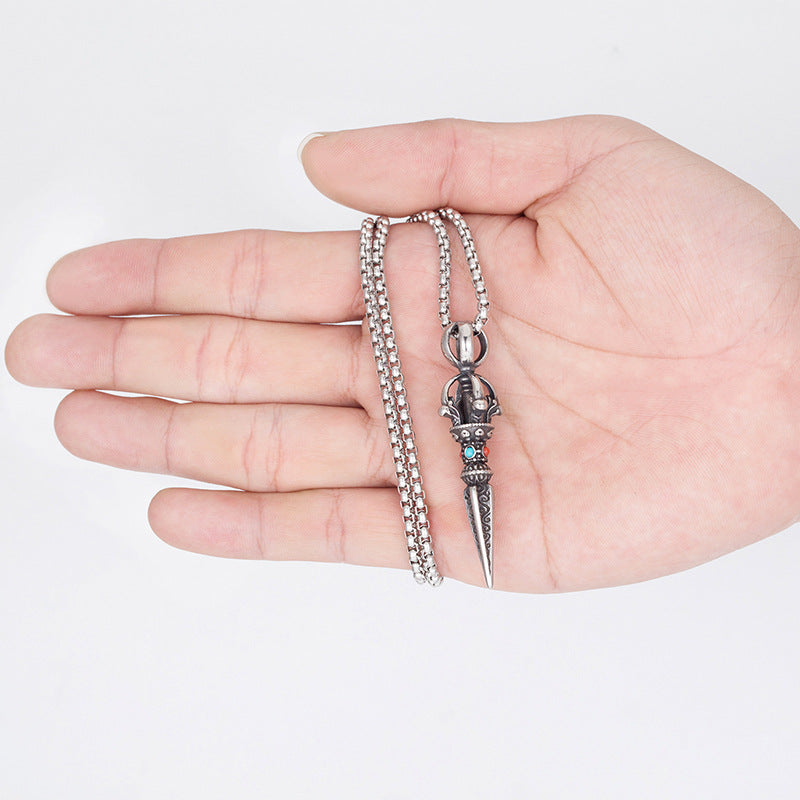 Steel Necklace - Vintage Vajra Pendant for Men