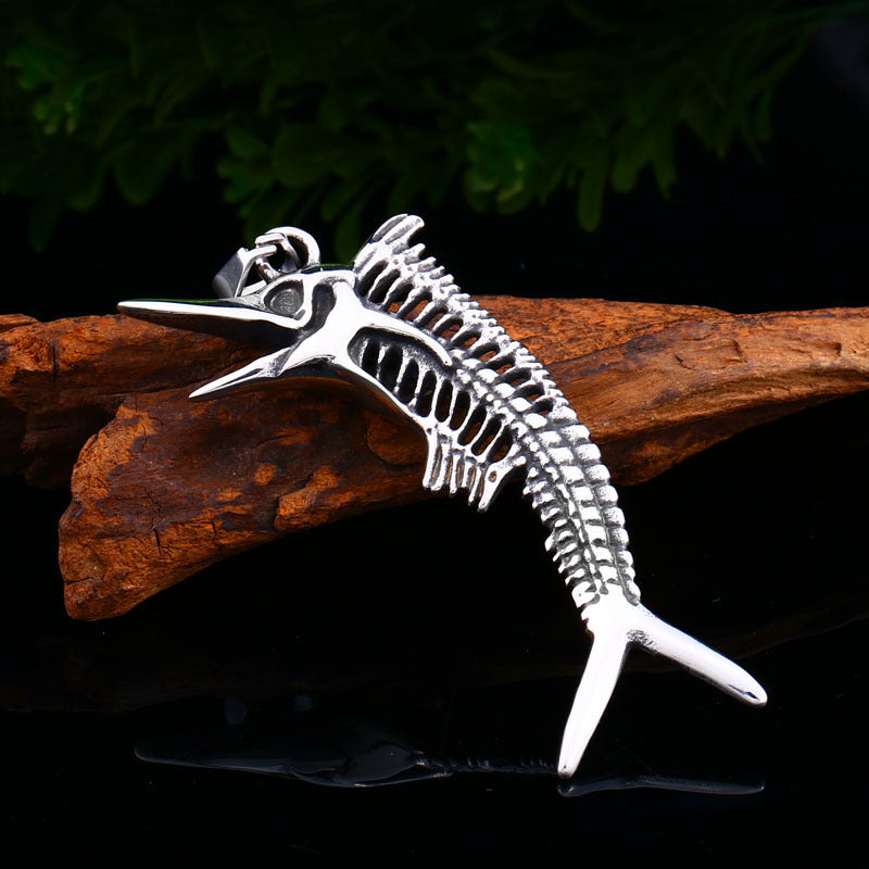 Trendy Titanium Steel Hollow Fish Bone Pendants for Men and Women - Wholesale European and American Accessories