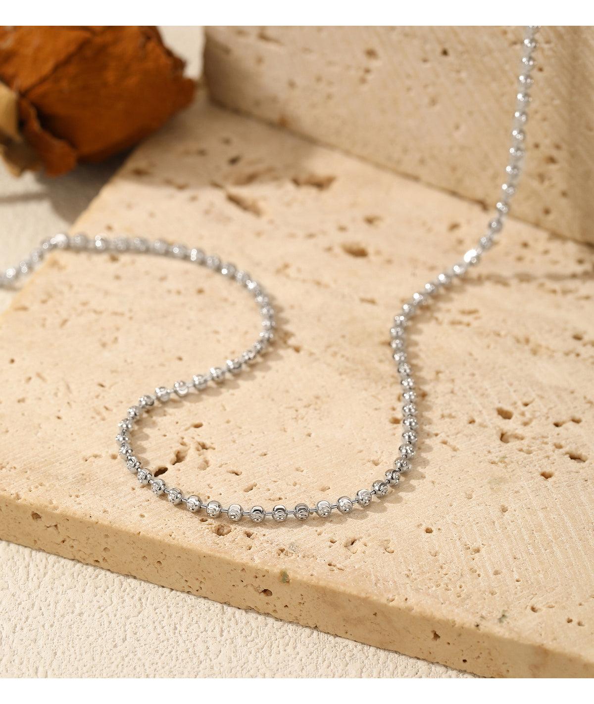 925 Sterling Silver Moon Beaded Necklace