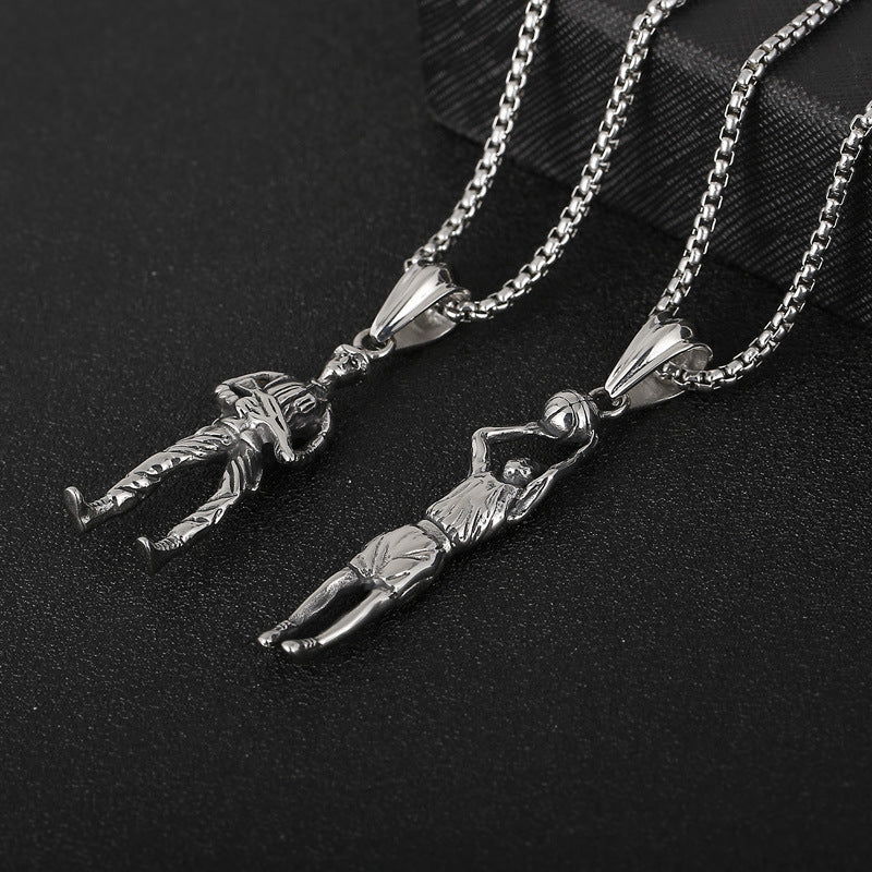 Titanium Steel Soldier Basketball Pendant for Men - Vintage Style Statement Piece