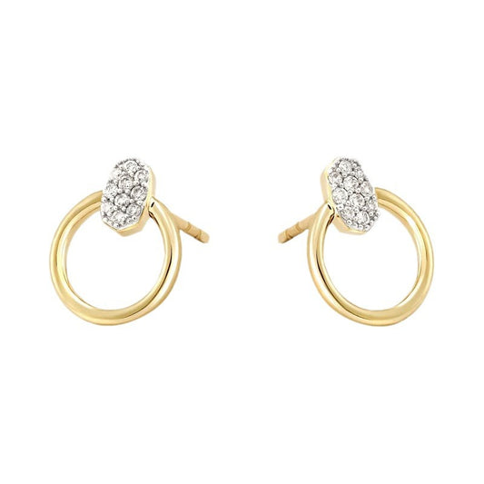 Geometric Circle Inlaid Zircon Earrings S925 Sterling Silver Earrings Senior Sense