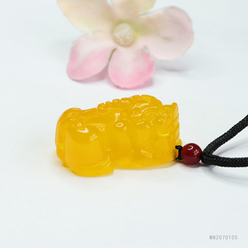 Yellow Chalcedony Pixiu Pendant