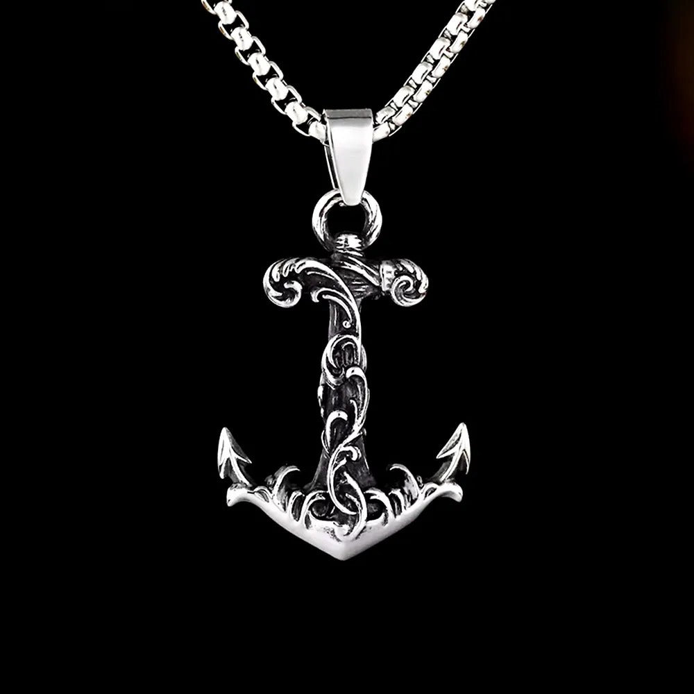 Vintage Anchor Stainless Steel Men's Pendant Necklace